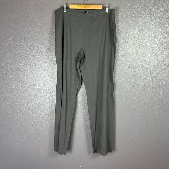 Eileen Fisher Linen Viscose Wide Leg Pants Gray Size 16 Zip - Picture 1 of 6